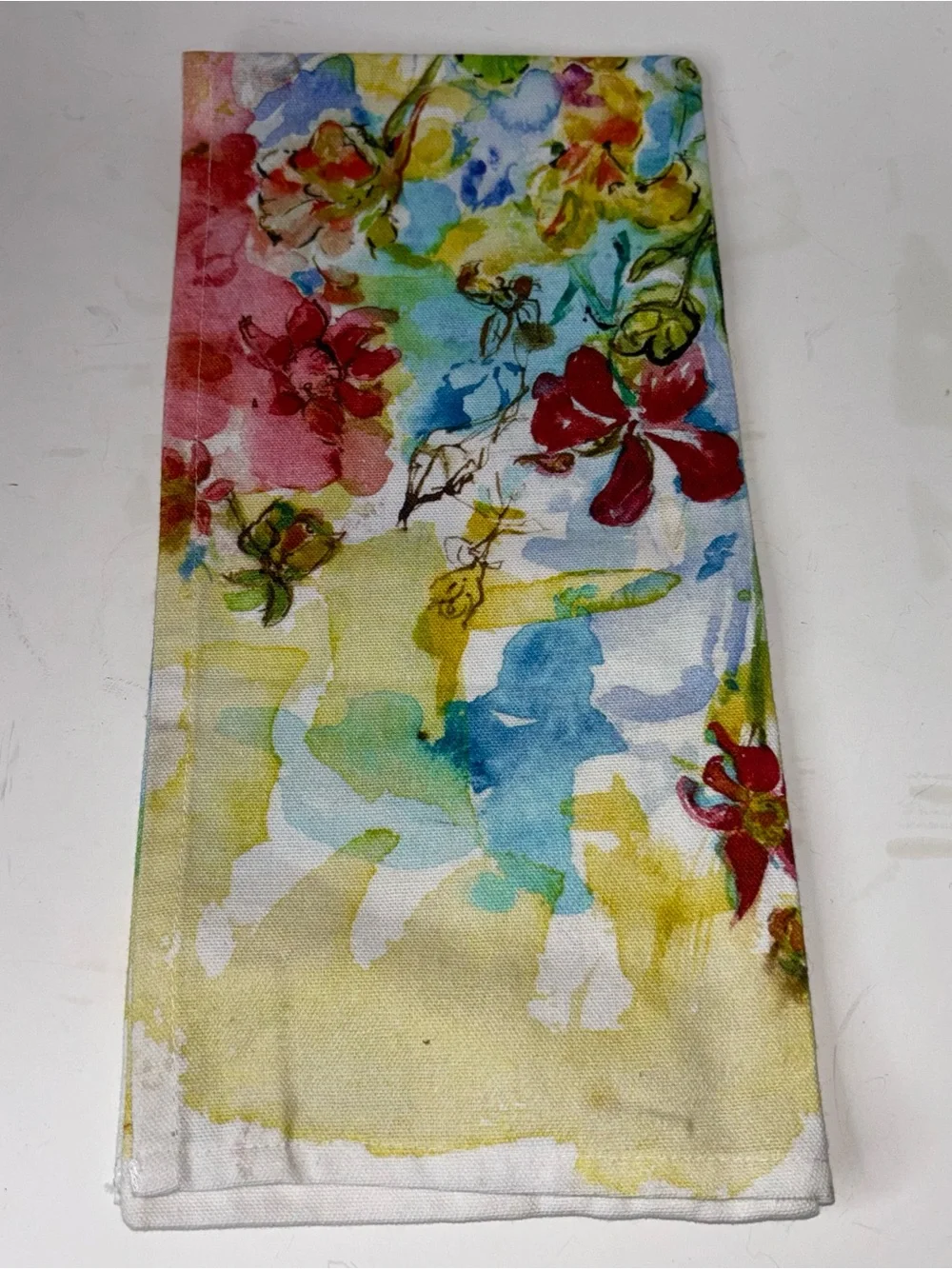April Cornell Floral Tea Towel Cotton Watercolor Floral Pattern New